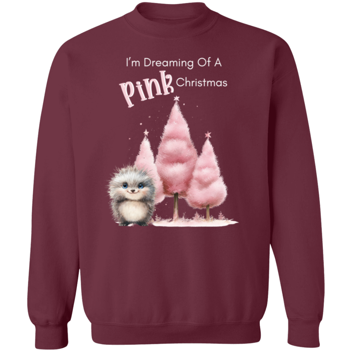 Dreaming Of A Pink Christmas, Porcupine, Ladies Soft Pullover Sweatshirt