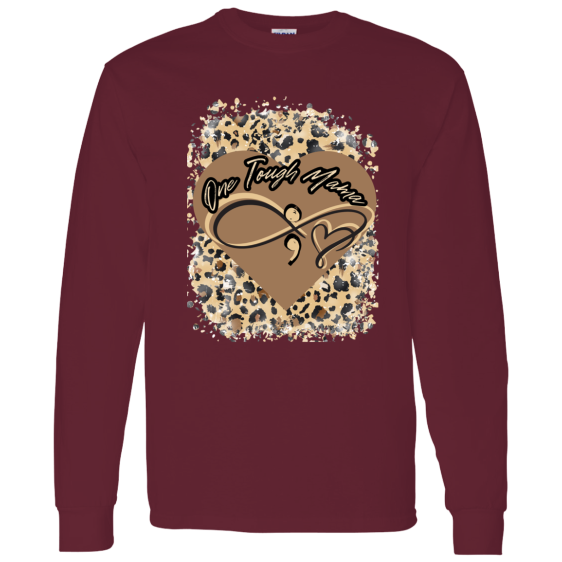 ONE TOUGH MAMA LEAPORD PRINT LADIES L/S TSHIRT