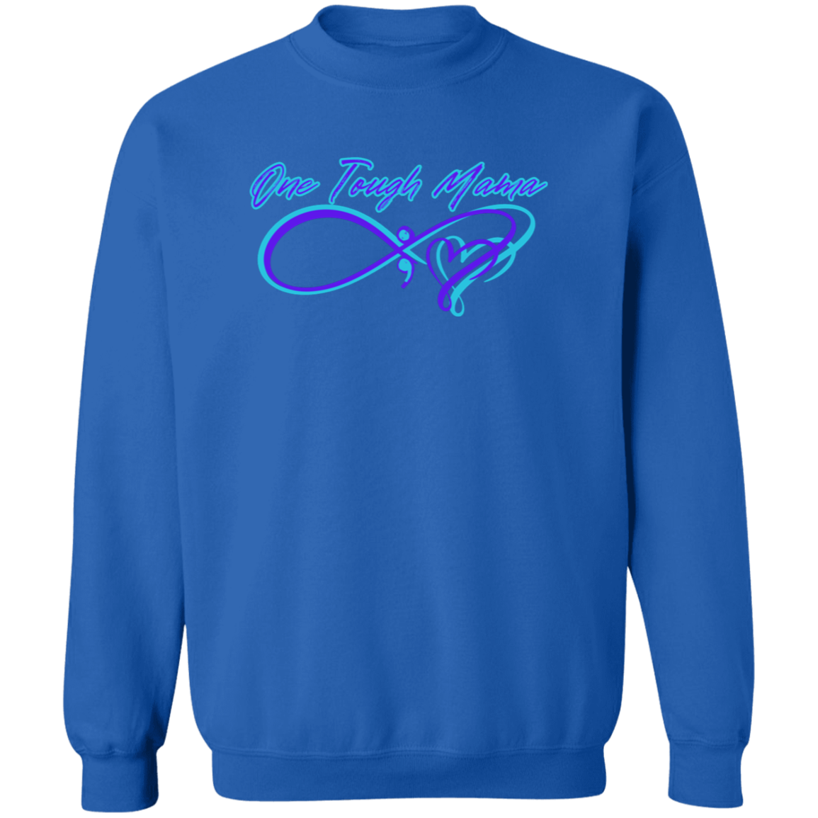 ONE TOUGH MAMA NEON BLUE LOGO LADIES SOFT SWEATSHIRT