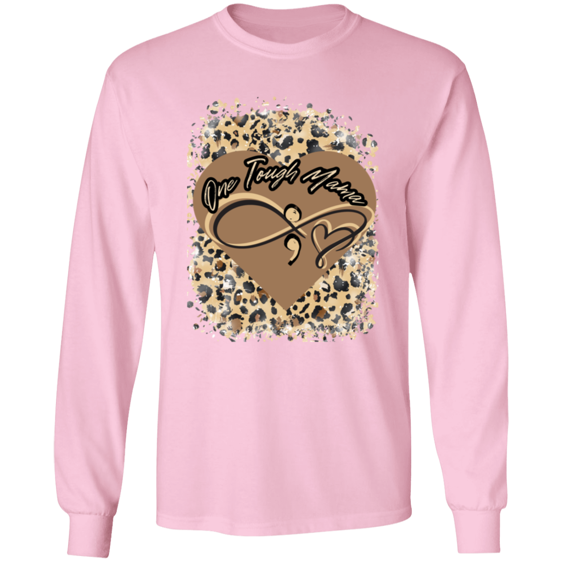 ONE TOUGH MAMA LEAPORD PRINT LADIES L/S TSHIRT