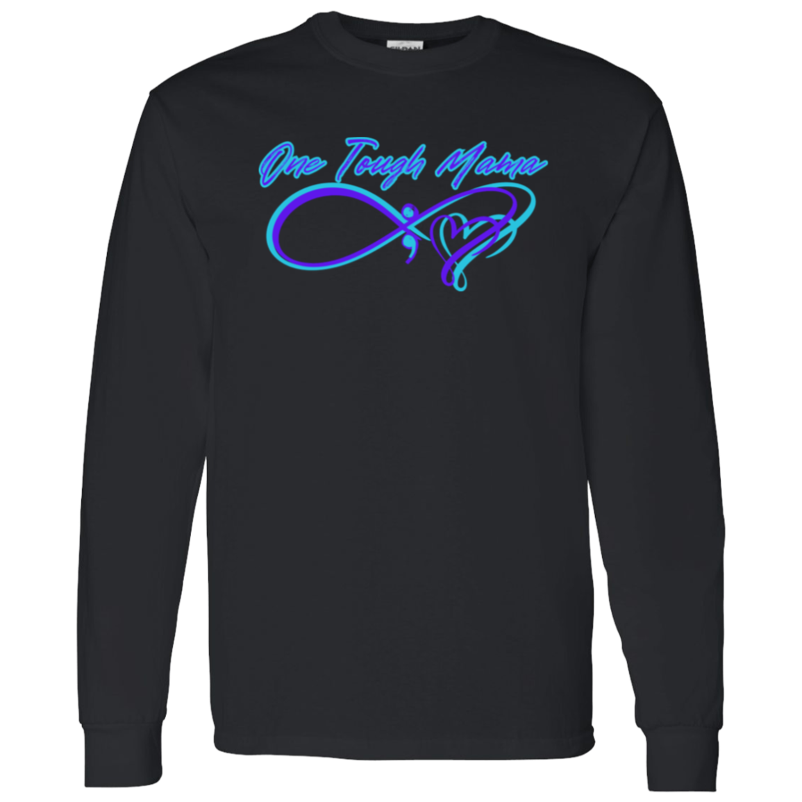 ONE TOUGH MAMA NEON BLUE LOGO SOFT L/S TSHIRT