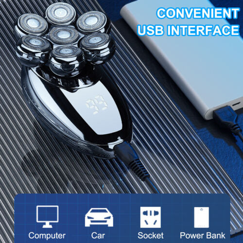 7 HEAD ROTARY ELECTRIC SHAVER WITH DIGITAL DISPLAY