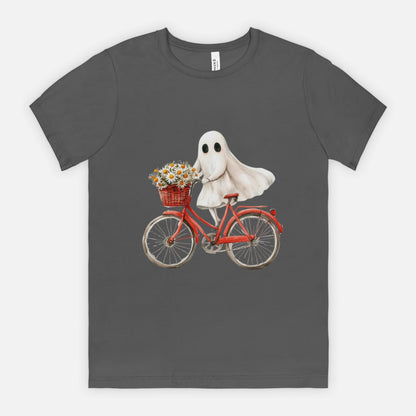 Cute Ghost Fall Tshirt/ Ghost on Bicycle/Soft Comfort Colors Tee/ Many Colors / Bella Canvas
