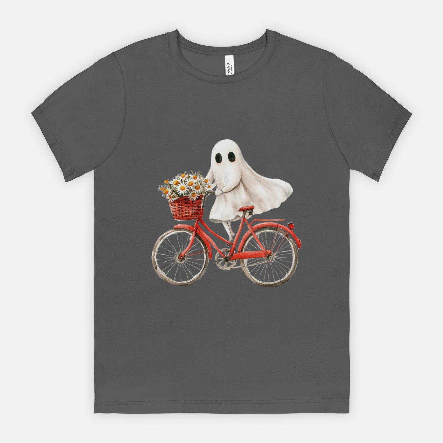 Cute Ghost Fall Tshirt/ Ghost on Bicycle/Soft Comfort Colors Tee/ Many Colors / Bella Canvas