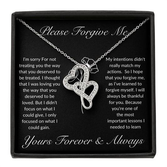 Please Forgive Me Heart To Heart Interlocking Hearts Necklace Say you're sorry with this stunning gift!