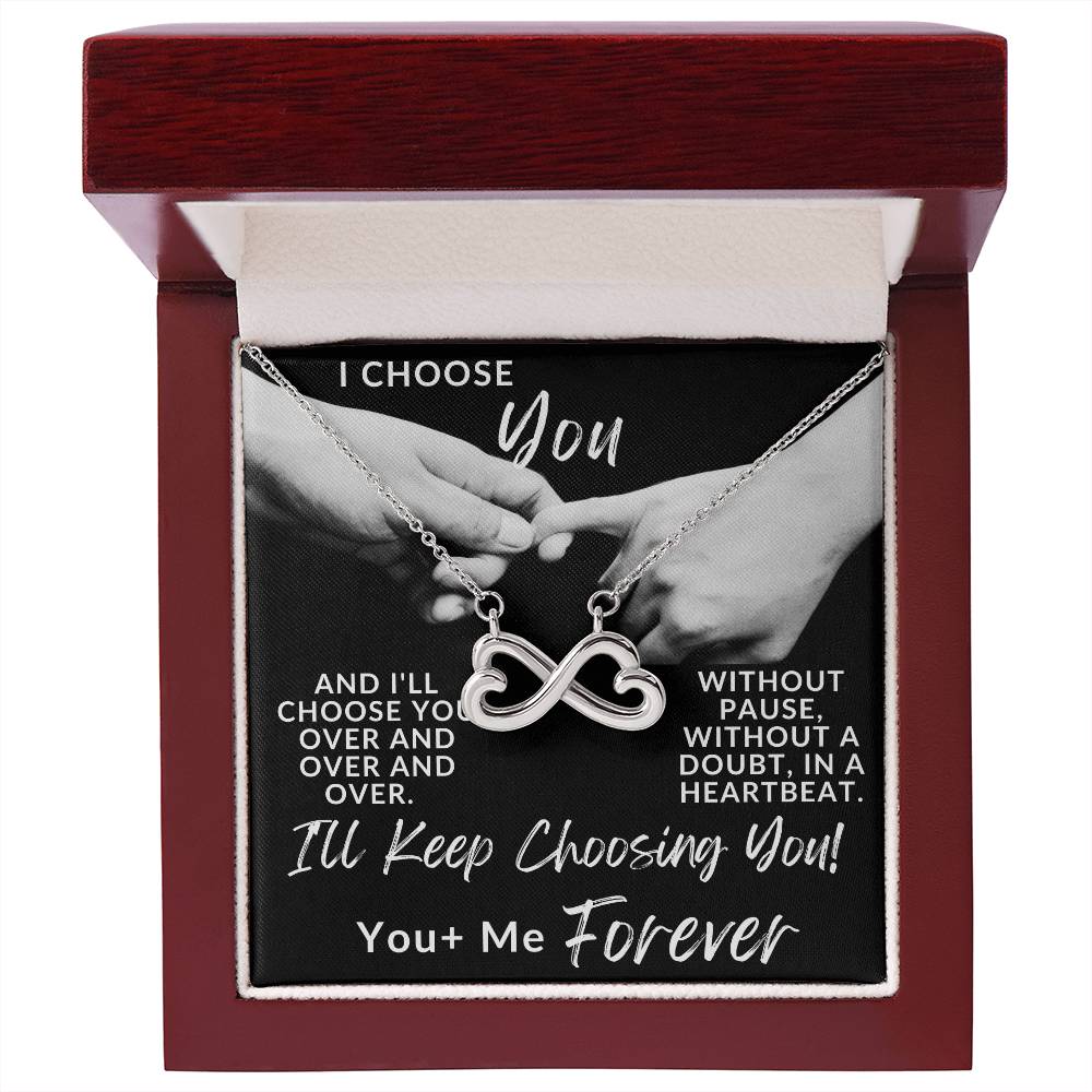 I Choose You Forever, Endless Love Double Heart Necklace For Her