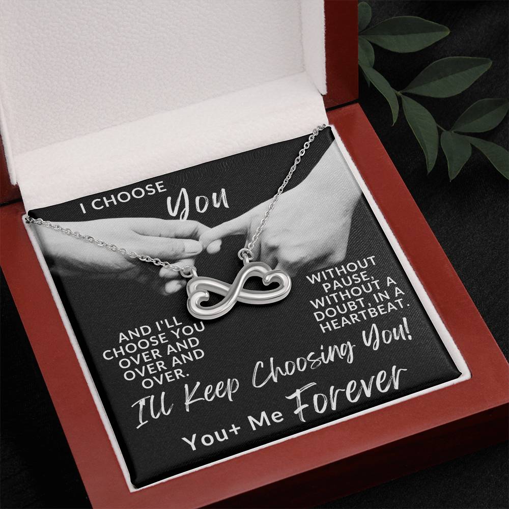 I Choose You Forever, Endless Love Double Heart Necklace For Her