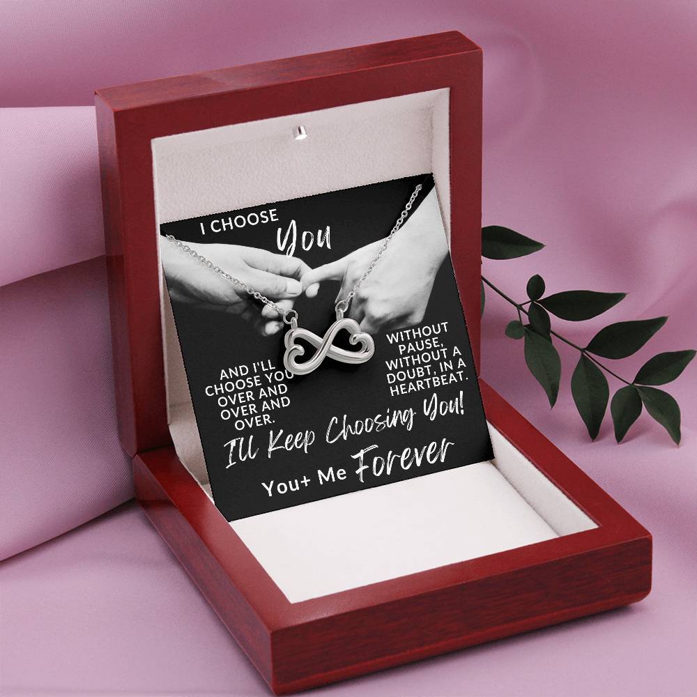 I Choose You Forever, Endless Love Double Heart Necklace For Her