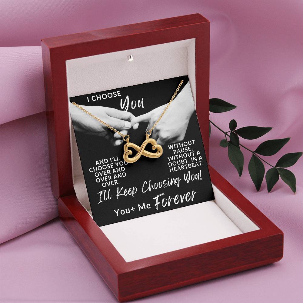 I Choose You Forever, Endless Love Double Heart Necklace For Her