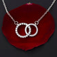 Stunning Perfect Pair interlocking rings necklace with heartfelt message card