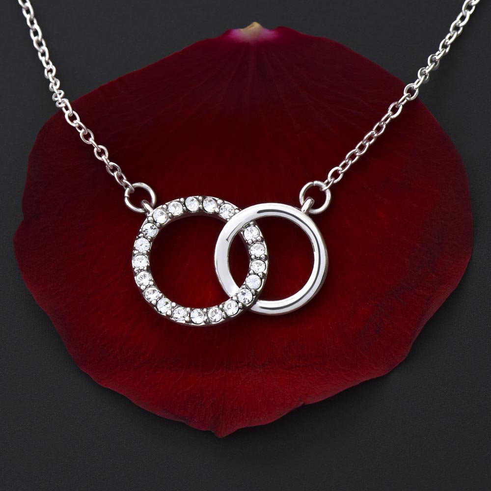 Stunning Perfect Pair interlocking rings necklace with heartfelt message card