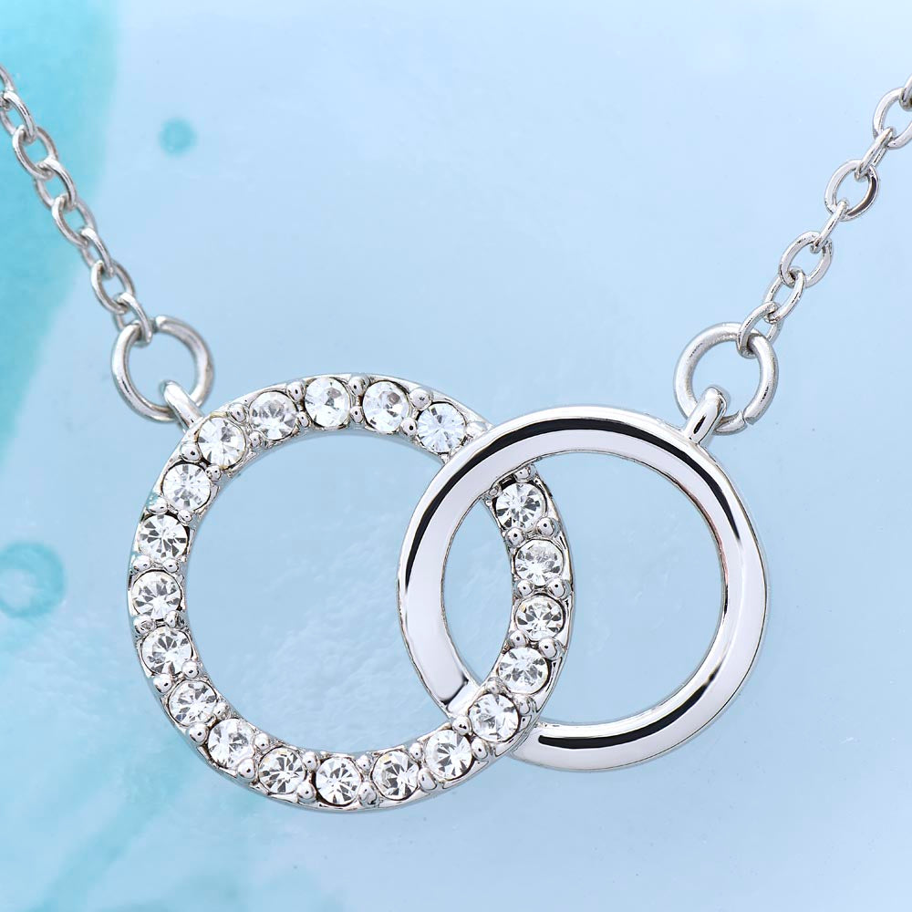 Stunning Perfect Pair interlocking rings necklace with heartfelt message card