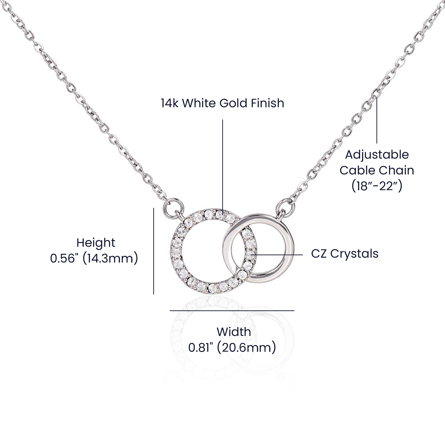 Stunning Perfect Pair interlocking rings necklace with heartfelt message card