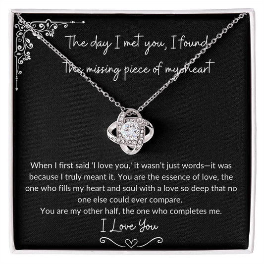 For your Soulmate, Missing Piece Stunning Love knot Necklace