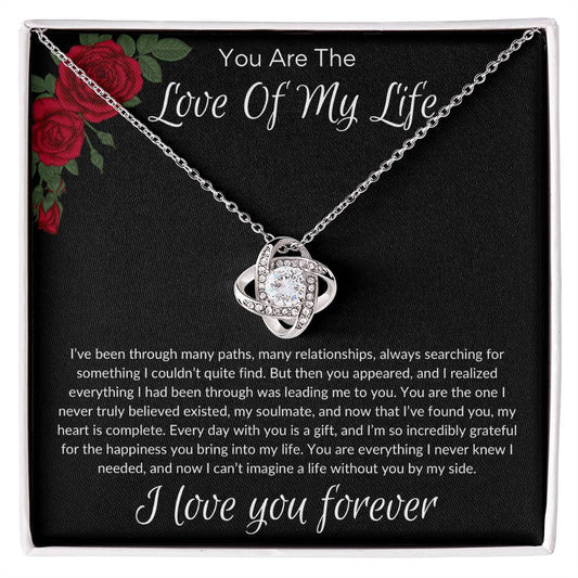 Love of my life Stunning Love Knot Necklace Perfect Anniversary, Christmas and Valentines Day gift!