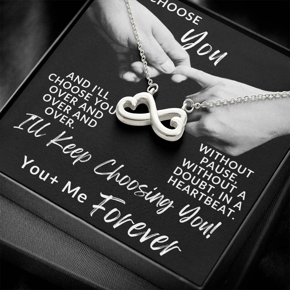 I Choose You Forever, Endless Love Double Heart Necklace For Her