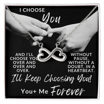 I Choose You Forever, Endless Love Double Heart Necklace For Her