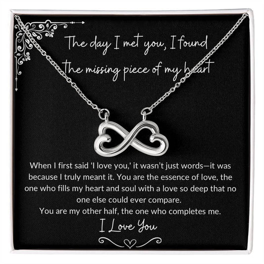 For Soulmate, Missing Piece Endless Love Double Heart Necklace