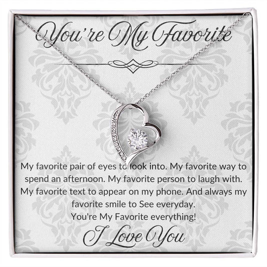 My Favorite, For Your Soulmate, Stunning Forever Love Heart Necklace with heartfelt message card perfect gift for her