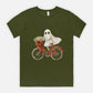 Cute Ghost Fall Tshirt/ Ghost on Bicycle/Soft Comfort Colors Tee/ Many Colors / Bella Canvas