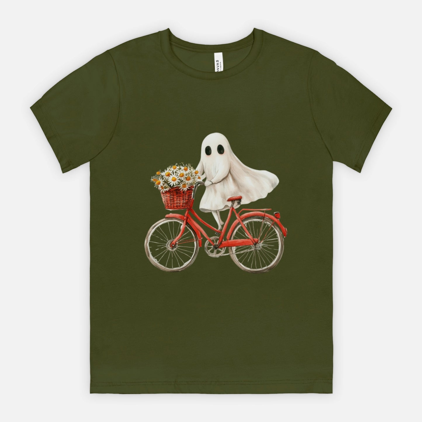 Cute Ghost Fall Tshirt/ Ghost on Bicycle/Soft Comfort Colors Tee/ Many Colors / Bella Canvas