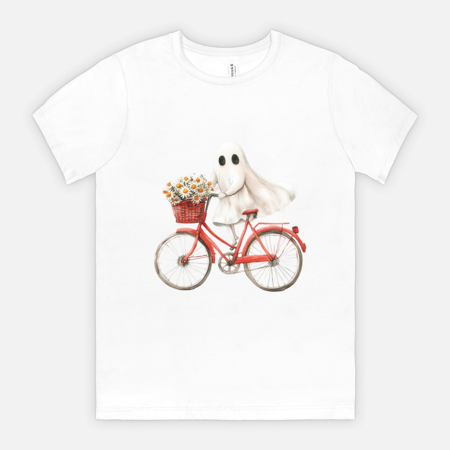 Cute Ghost Fall Tshirt/ Ghost on Bicycle/Soft Comfort Colors Tee/ Many Colors / Bella Canvas