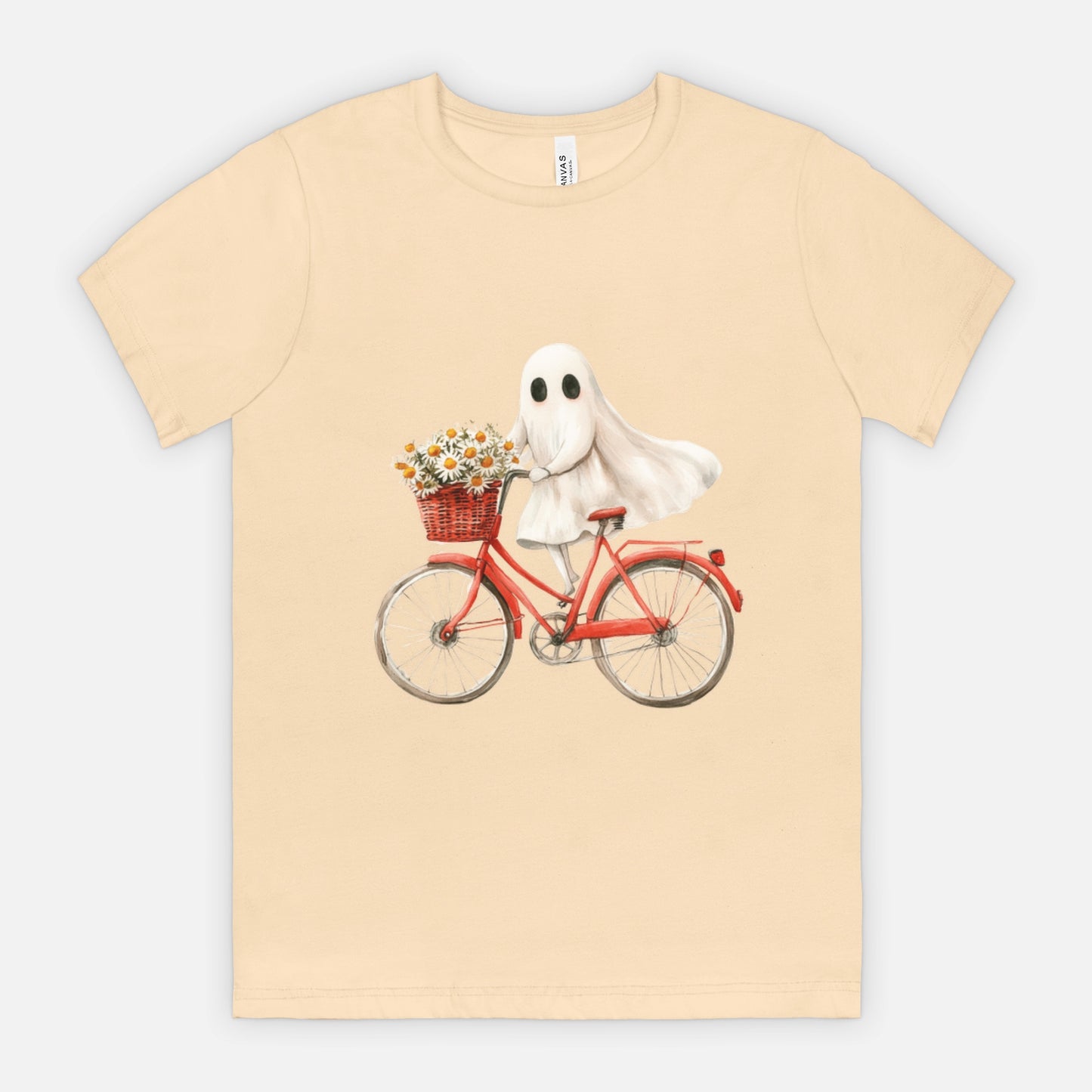 Cute Ghost Fall Tshirt/ Ghost on Bicycle/Soft Comfort Colors Tee/ Many Colors / Bella Canvas