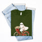 Cute Ghost Fall Tshirt/ Ghost on Bicycle/Soft Comfort Colors Tee/ Many Colors / Bella Canvas