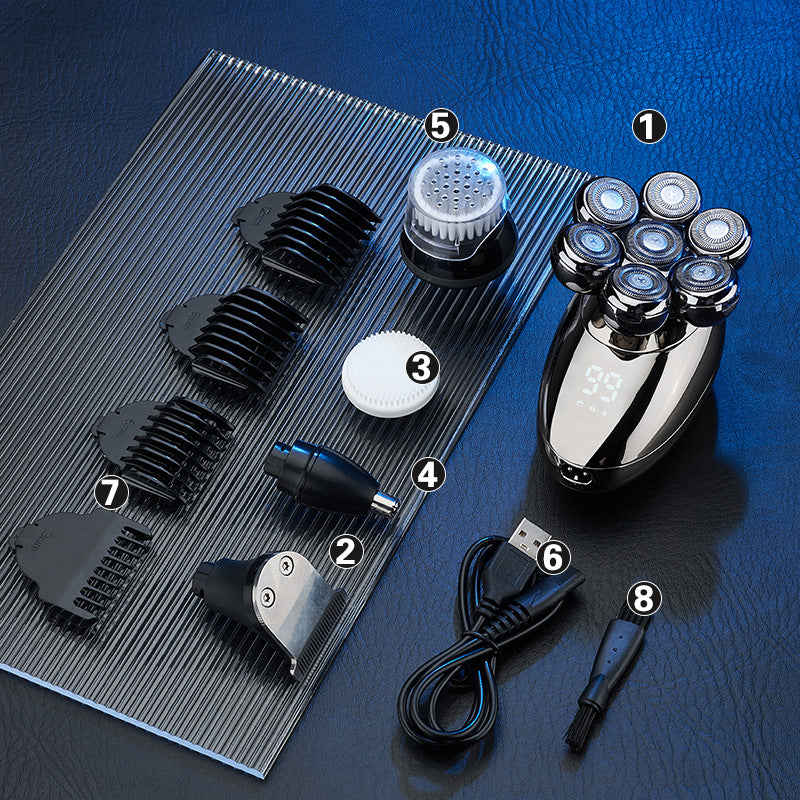7 HEAD ROTARY ELECTRIC SHAVER WITH DIGITAL DISPLAY