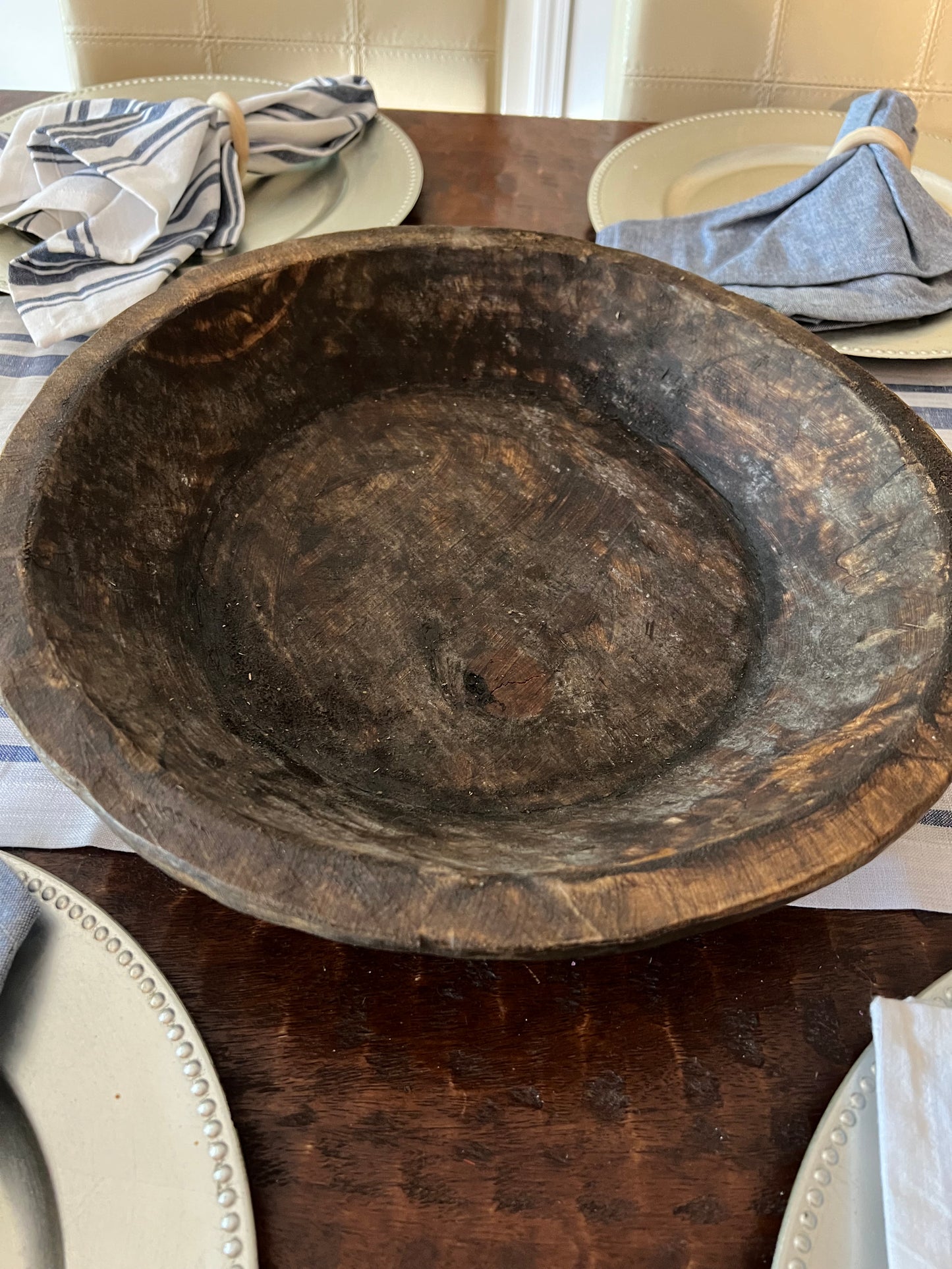 XL BROWN ROUND DOUGH BOWL, FARMHOUSE DECOR